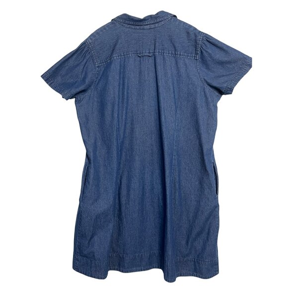 Denim 24/7 Women Plus Size 22W Blue Denim Casual Dress Waist Tie Cotton Comfy - Picture 2 of 16